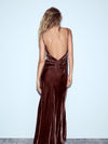 Velvet Spaghetti Strap Ruched Maxi Dress