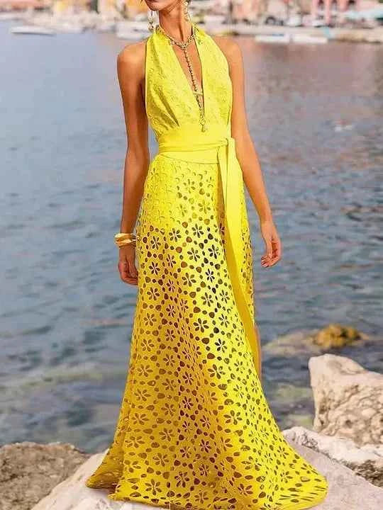 Daisy Cutwork Swimsuit & Wrap Skirt Set