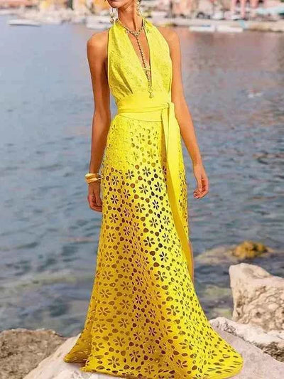 Daisy Cutwork Swimsuit & Wrap Skirt Set
