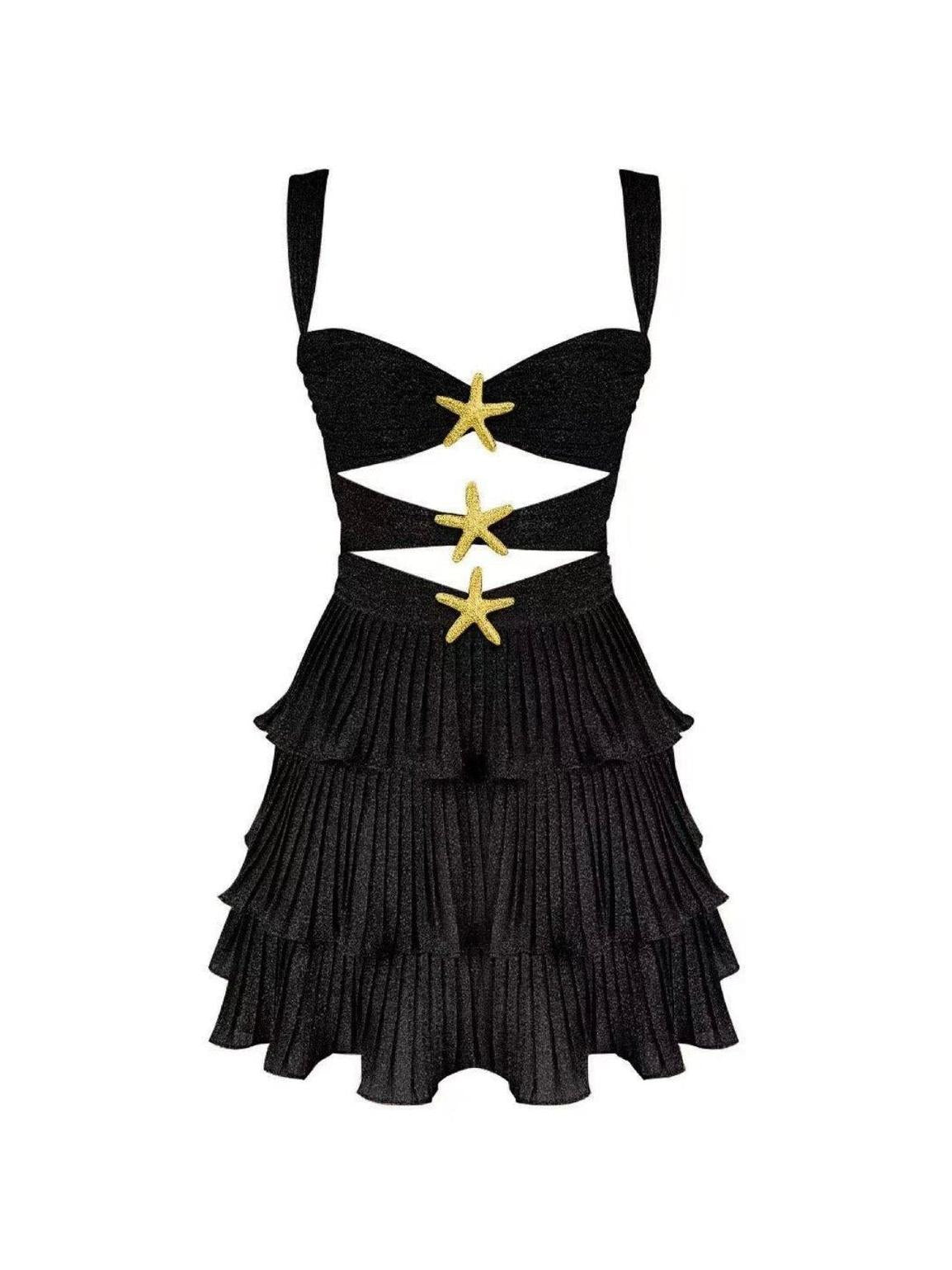 Pink Starfish Ruffle Cutout Short Dress