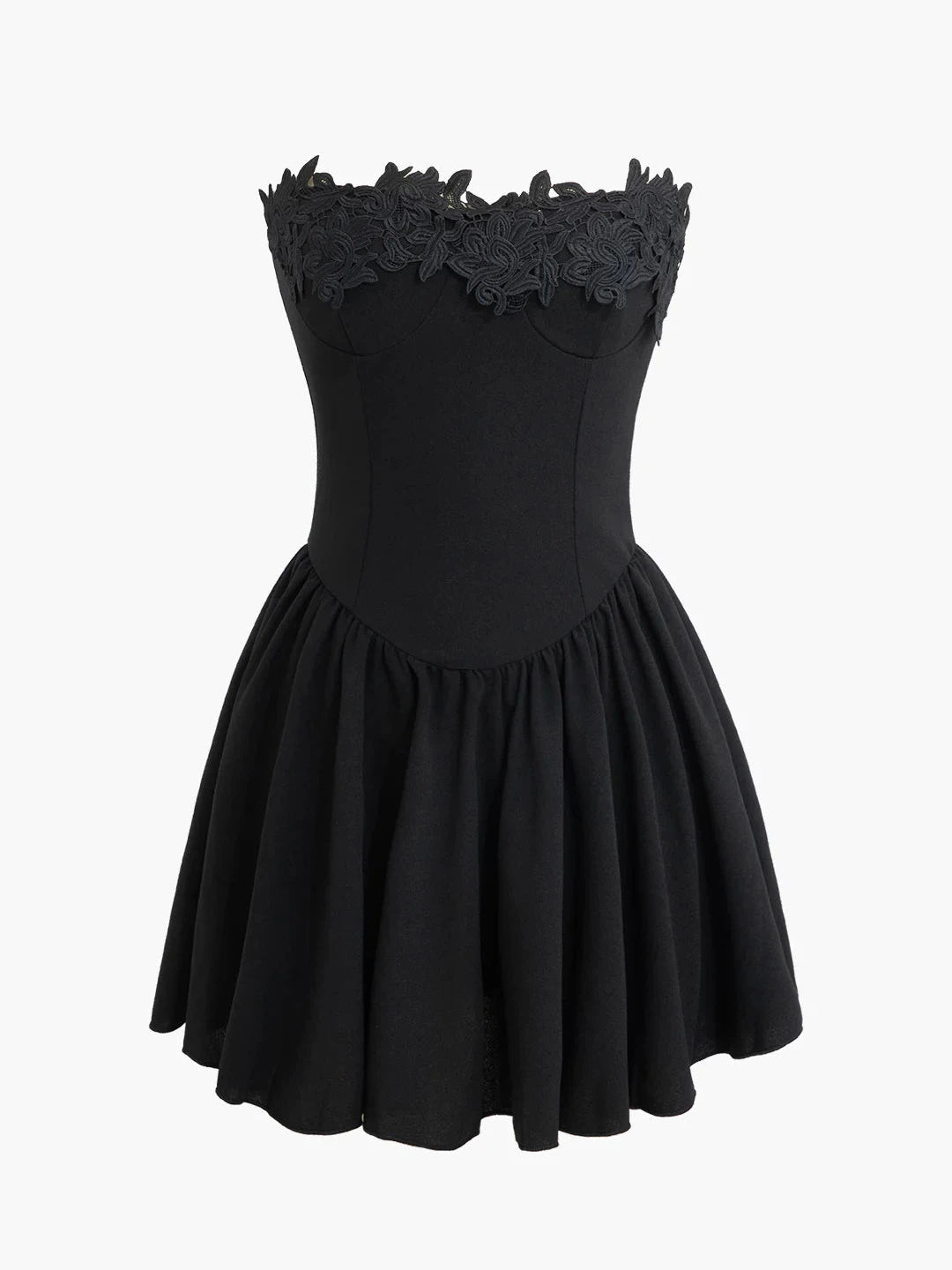 Flower Embroidered Tube Short Dress