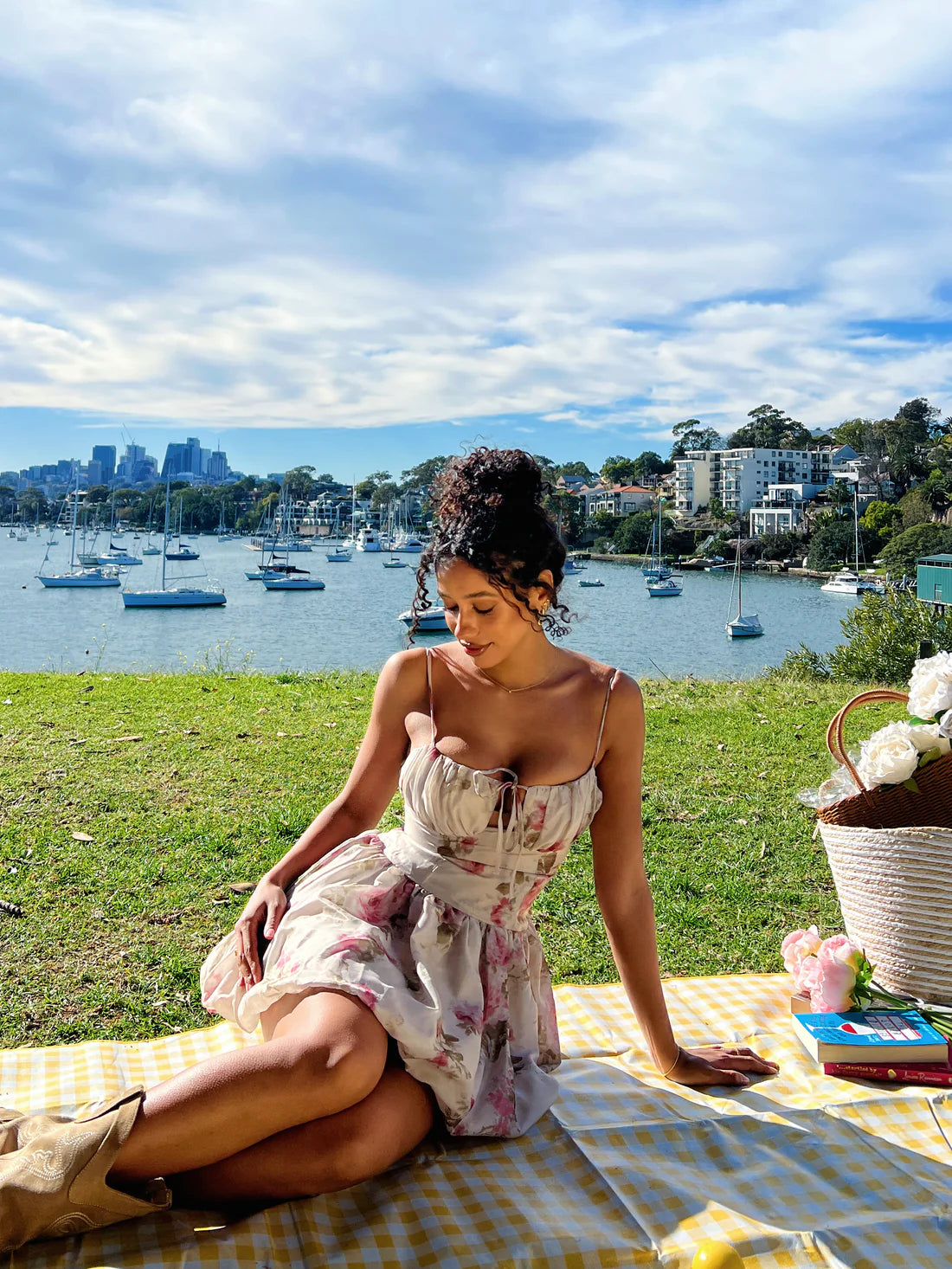 Floral Print Spaghetti Strap Mini Balloon Dress