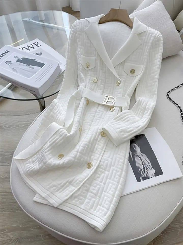 Print Blazer Dress With Belt