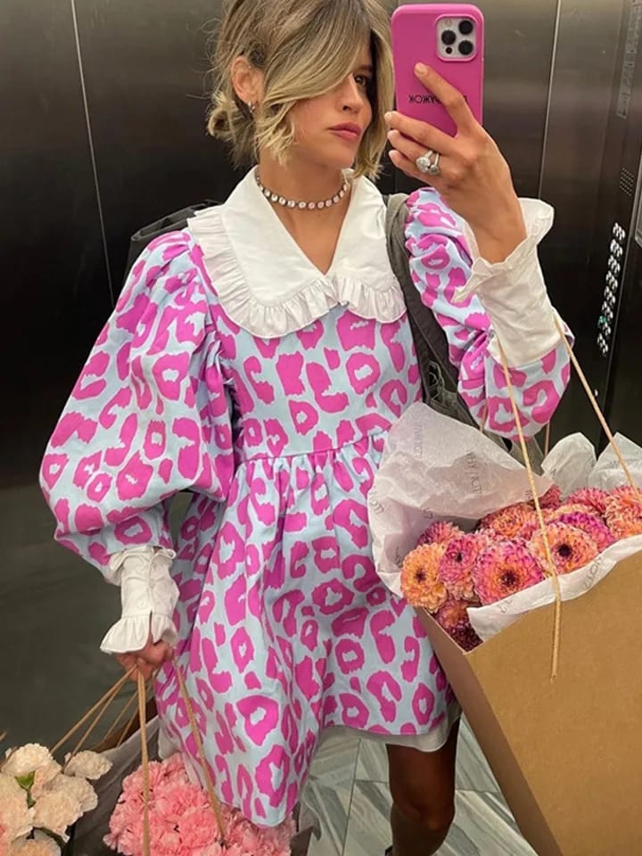 Sweetheart Print Short Dress