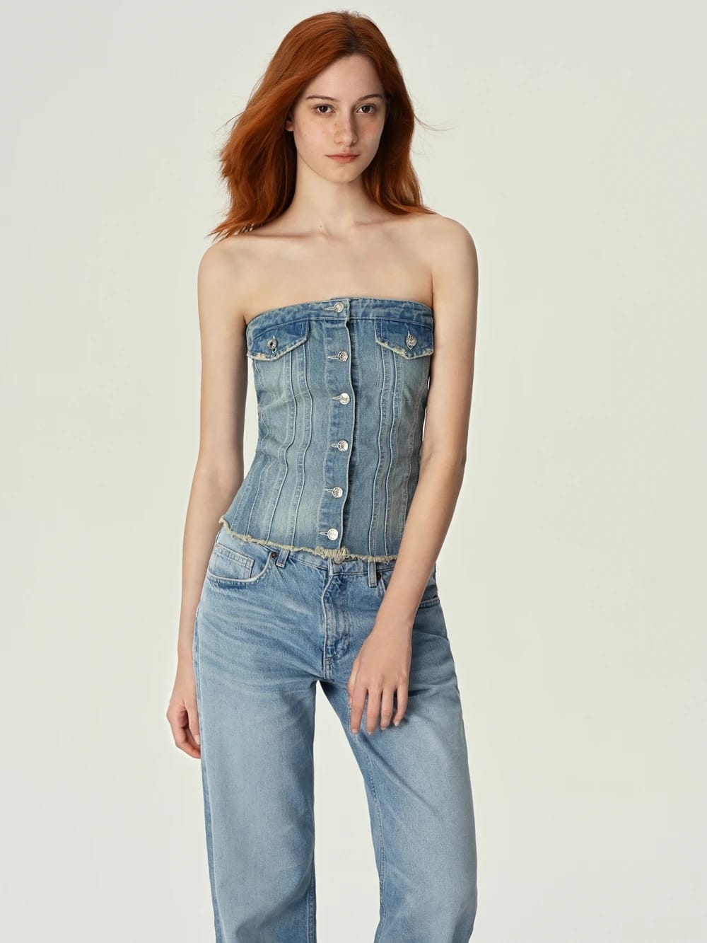 Denim Corset Tube Top