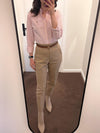 Beige/ Off White High Waist Ankle Length Pants