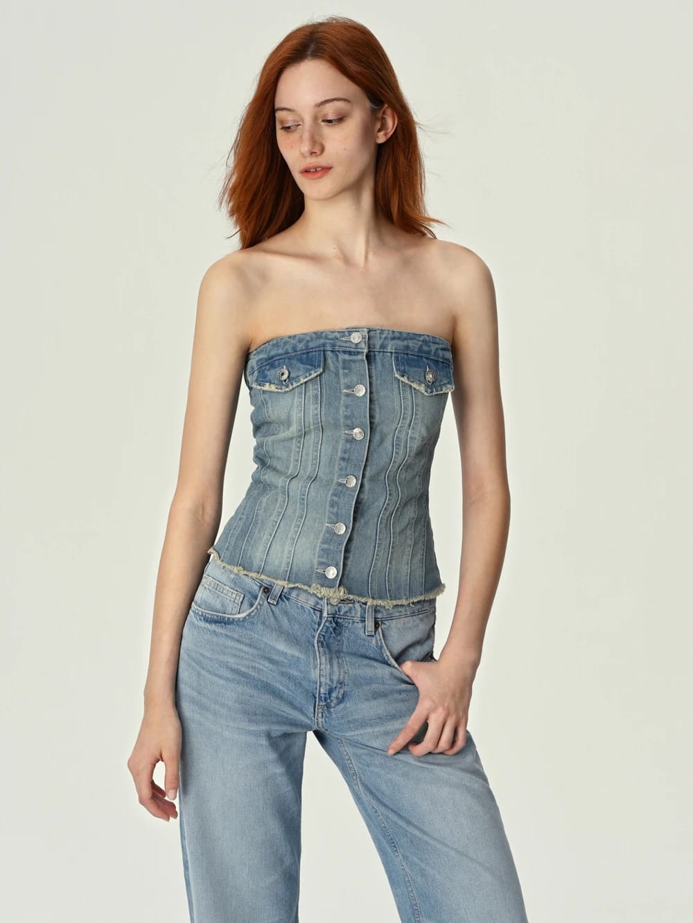 Denim Corset Tube Top