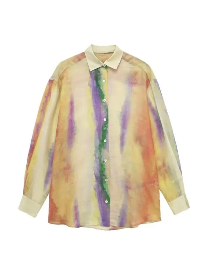 Tie & Dye Cotton Shirt & Skirts Coord Set