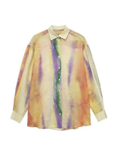Tie & Dye Cotton Shirt & Skirts Coord Set