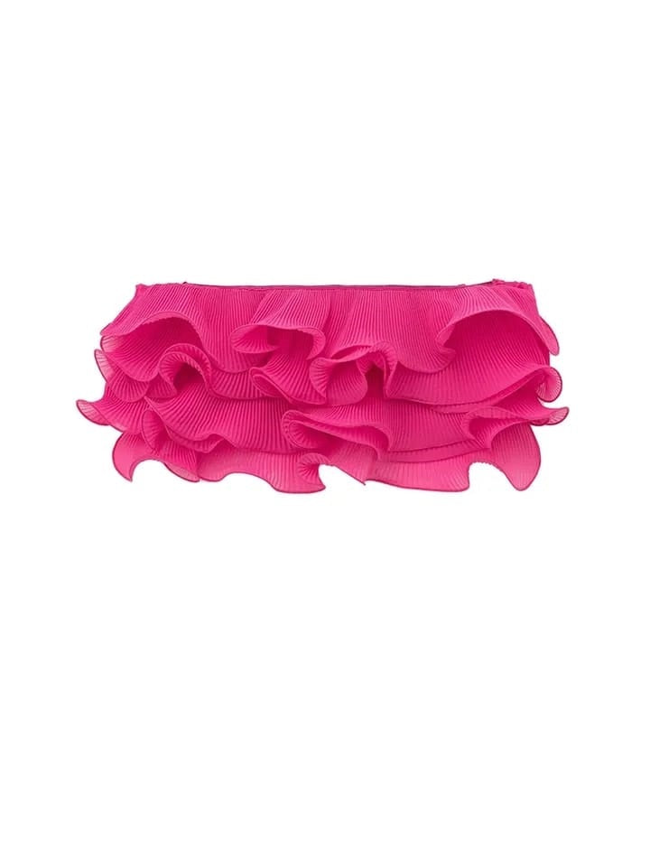 Pink Ruffles Tube Crop Top
