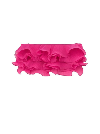 Pink Ruffles Tube Crop Top