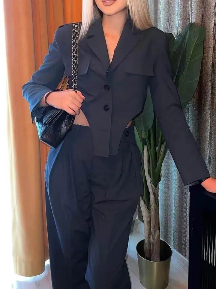 Bodysuit Style Blazer & Wide Leg Pants Coord Set