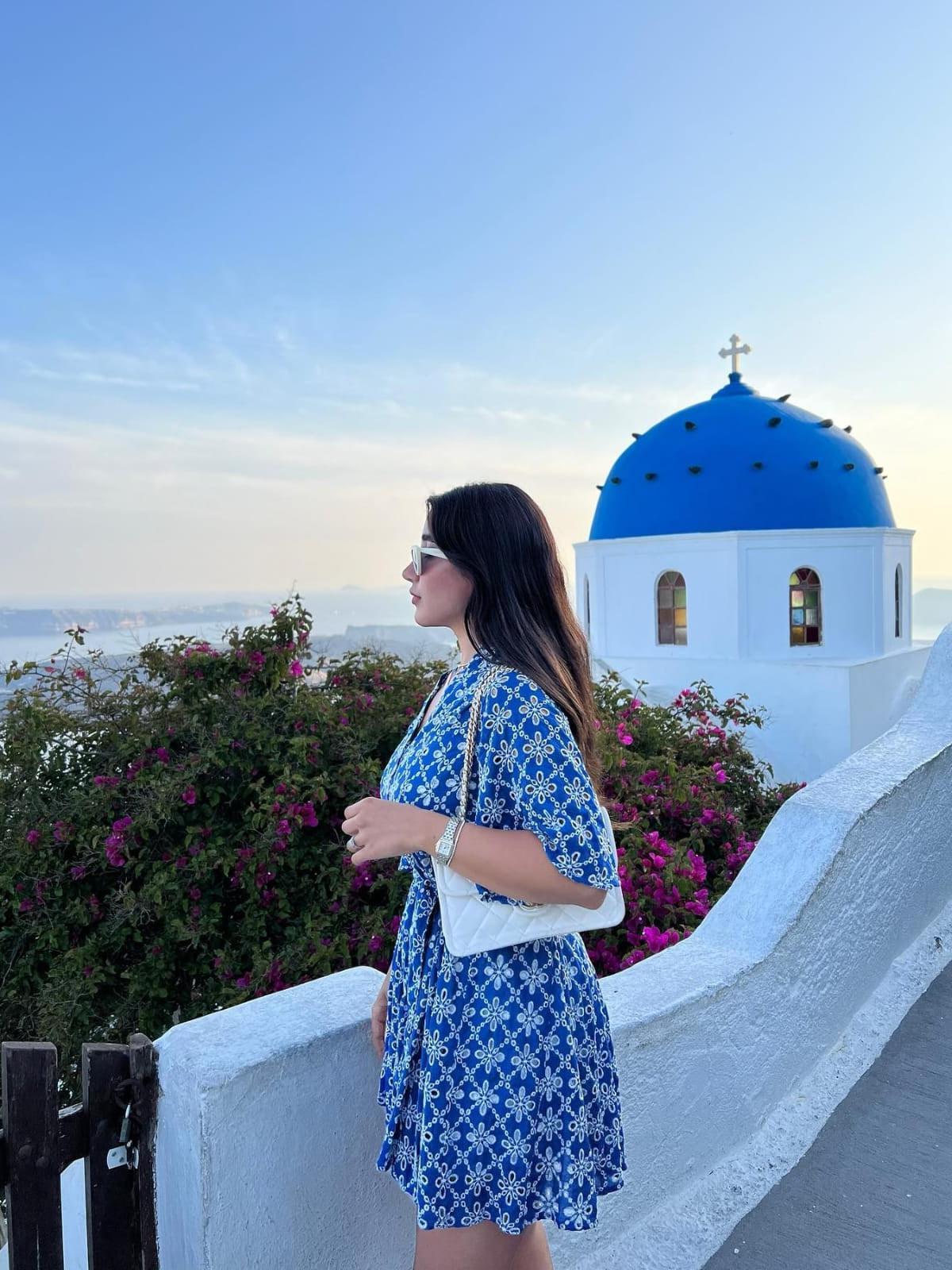Blue Embroidered Short A Line Dress