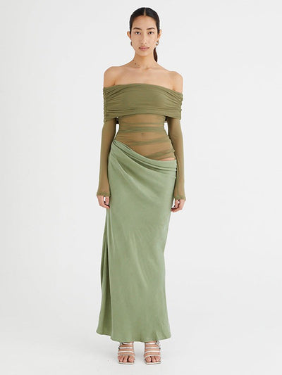 Off Shoulder Cutout Maxi Dress