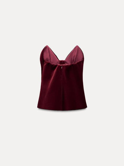 Bow Applique Corset Velvet Top