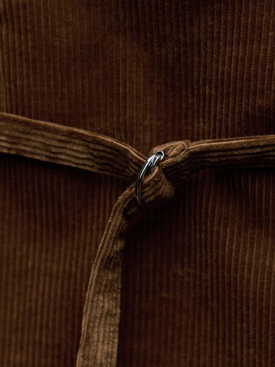 Corduroy Sleeveless Short Dress With Belt