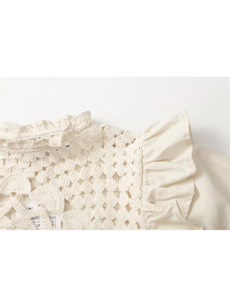 Apricot Floral Crochet Top