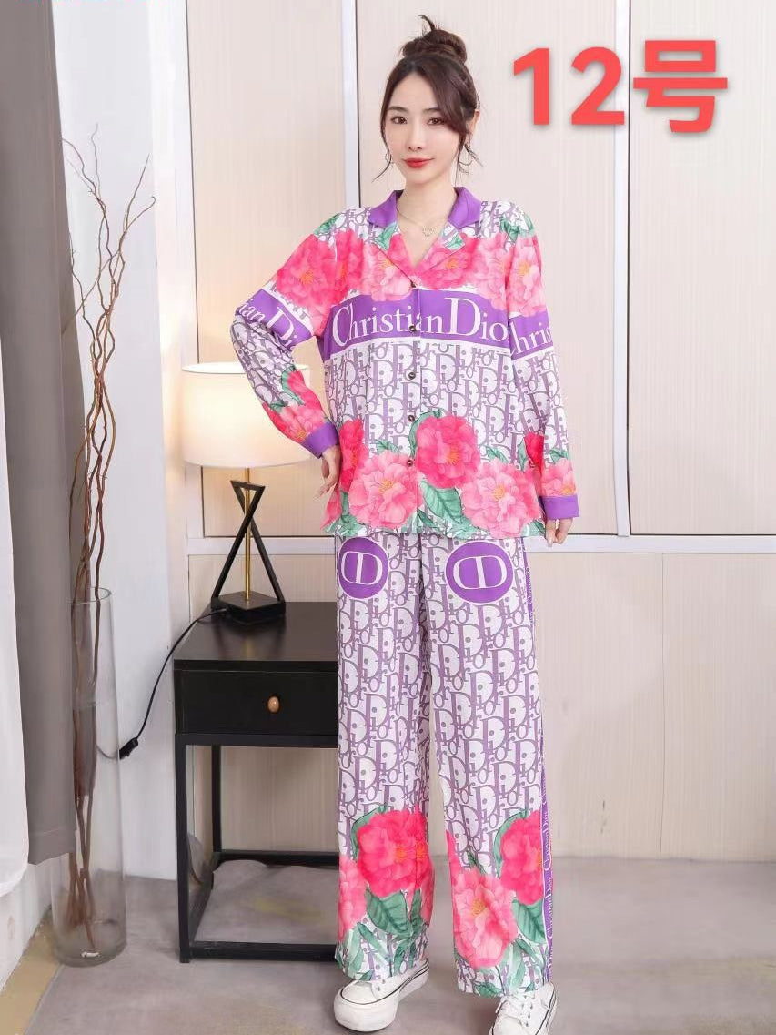 Print C D Shirt & Wide Leg Pants Coord Set