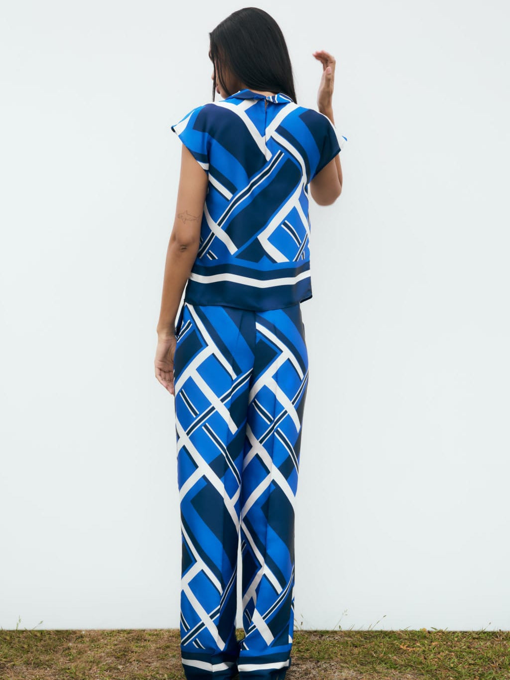 Sleeveless Print Top & Wide Leg Pants Coord Set