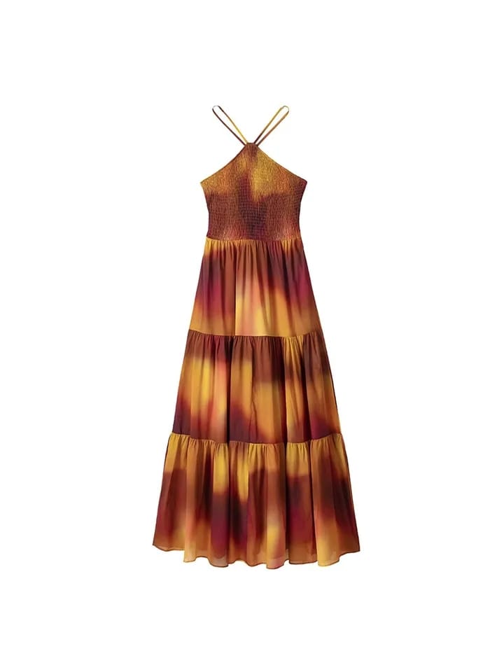 Halterneck Tie Dye A line Dress