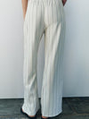 Striped Deep Cowl Neck Top & Wide Leg Pant Coord Set