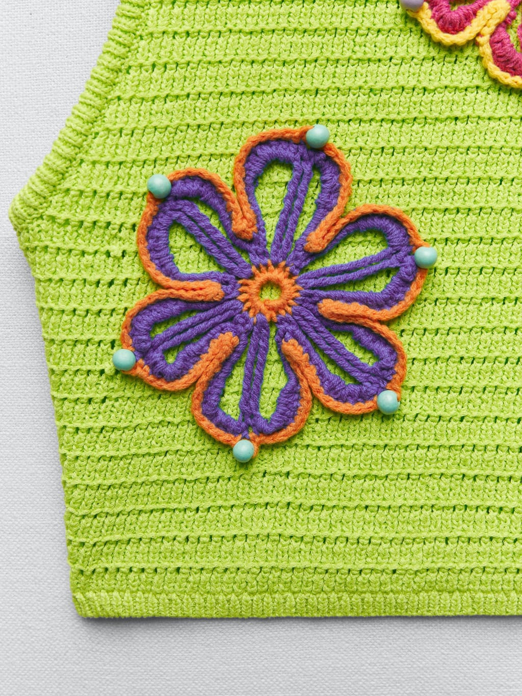 Green Sleeveless Applique Top