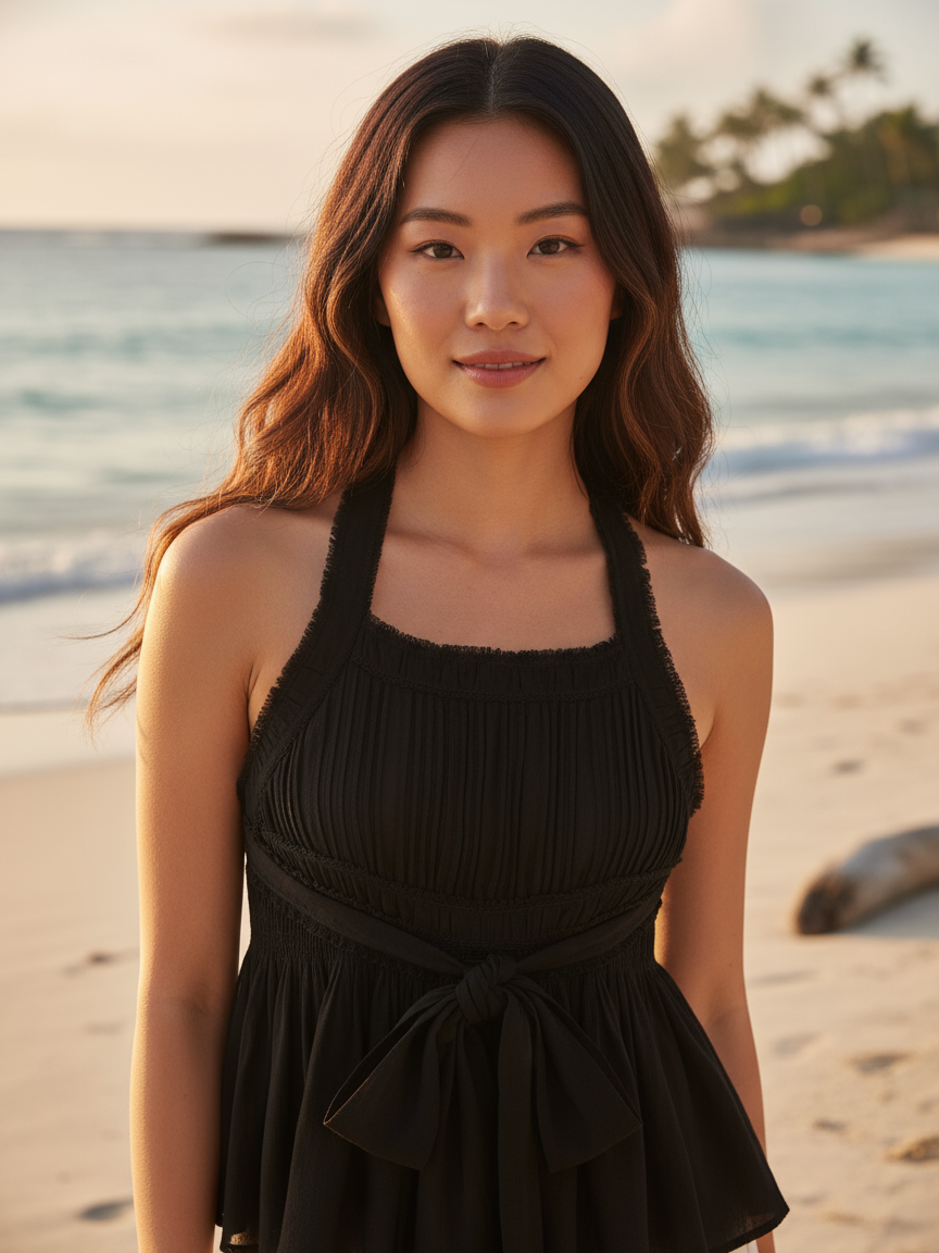 Halterneck Gathered Backless Top