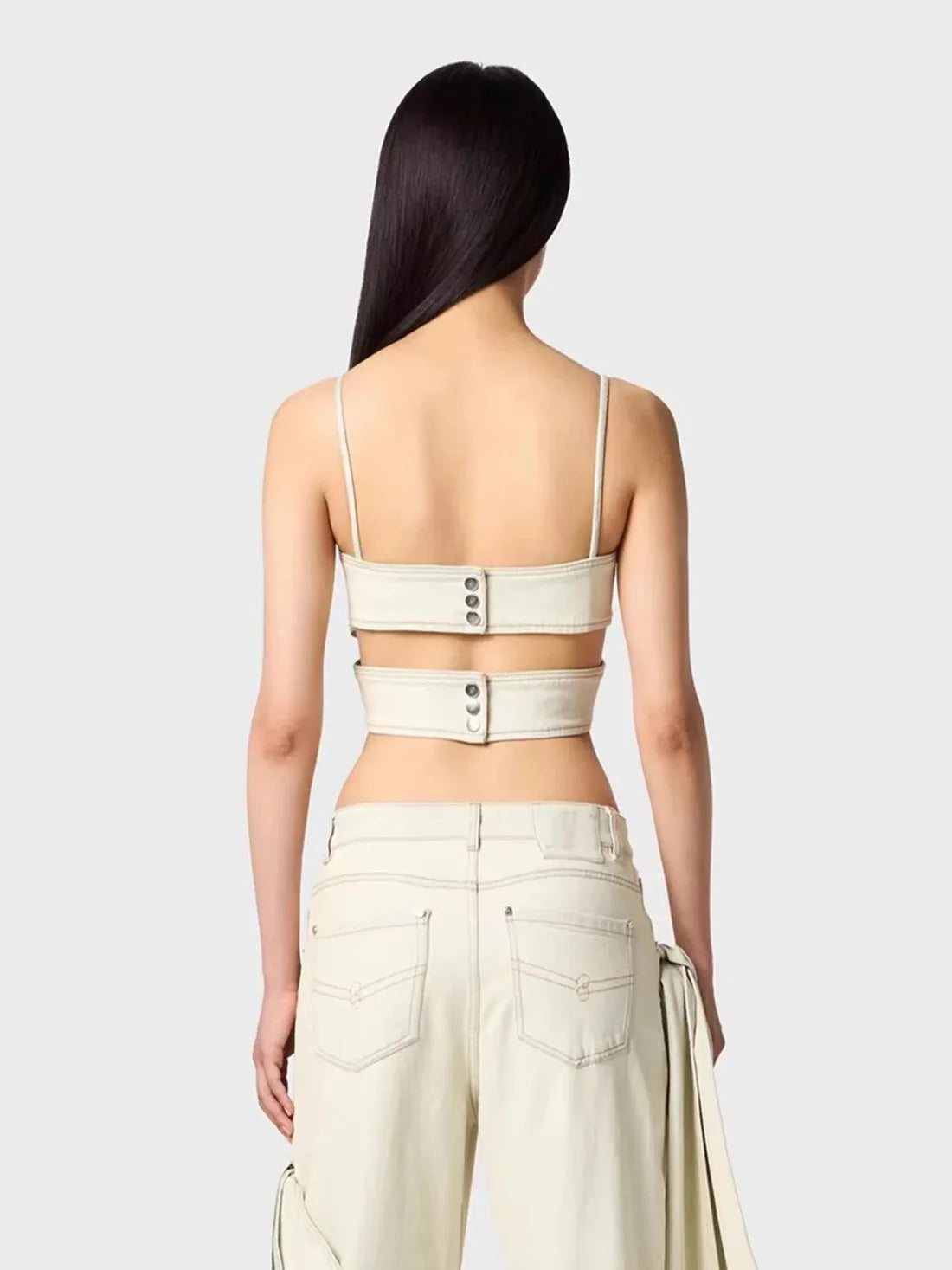 Denim Bow Tube Vest Top & Pant Coord Set