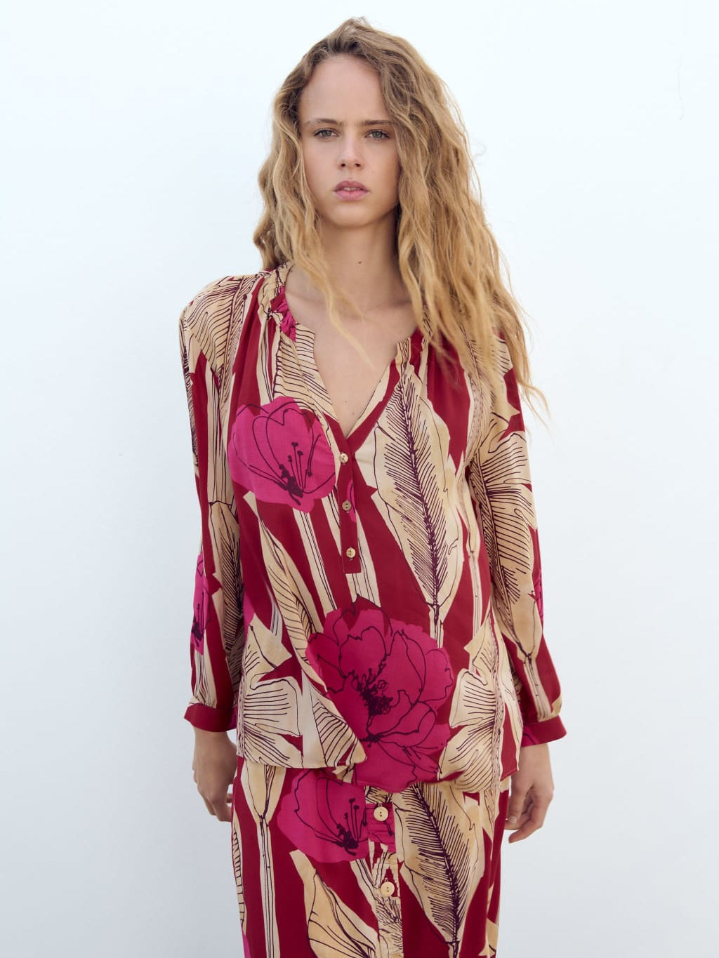 Floral Print Shirt & Skirt Coord Set