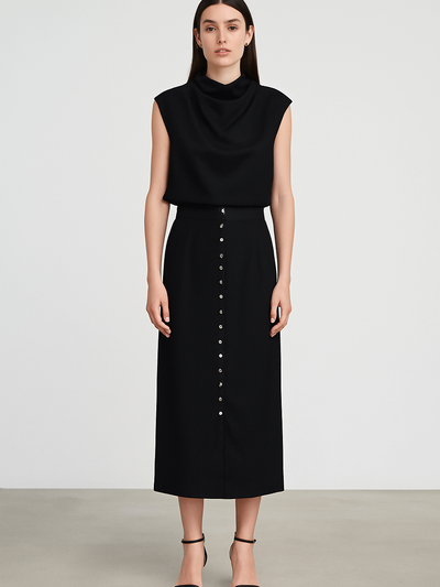 Sleeveless Crop Top & High Waist Long Skirt Coord Set