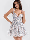 Sweetheart Neck Floral Print Lace Corset Short Dress