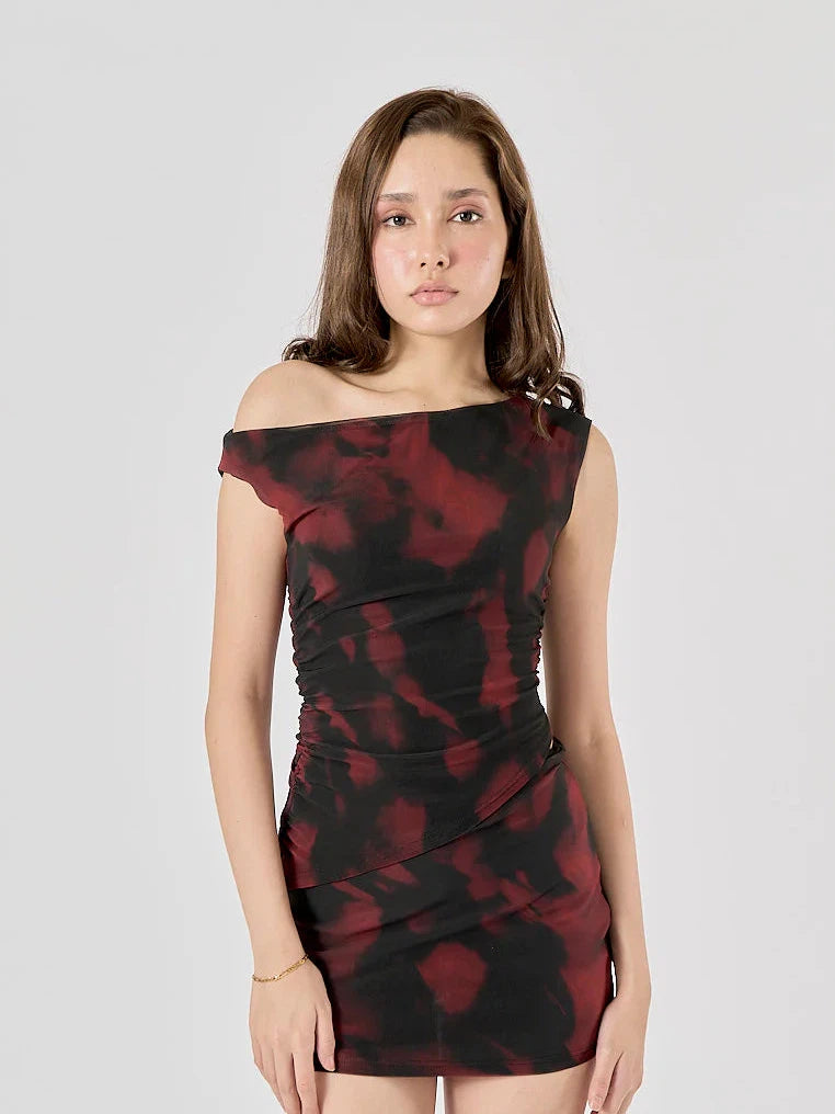 Tie Dye Off Shoulder Top & Short Skirt Coord Set