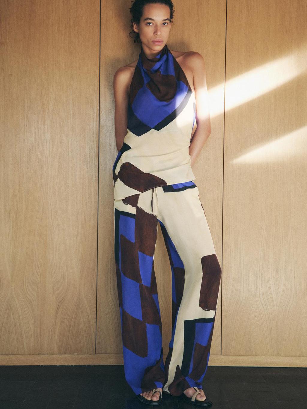 Tie Dye Print Asymmetric Top & Pants Coord Set