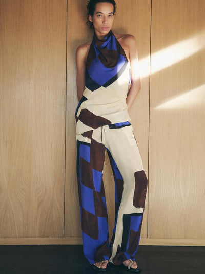 Tie Dye Print Asymmetric Top & Pants Coord Set