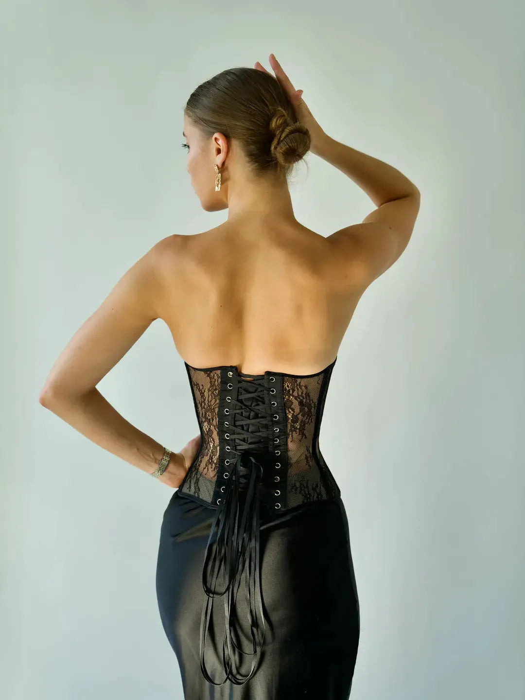 Sheer Lace Panel Corset Top