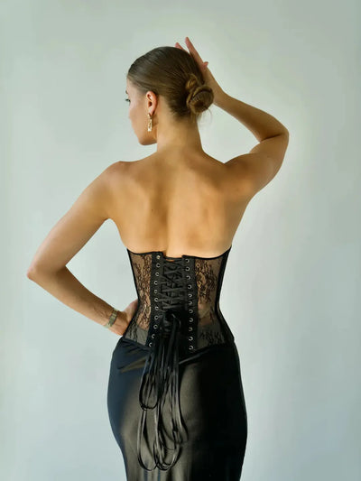 Sheer Lace Panel Corset Top