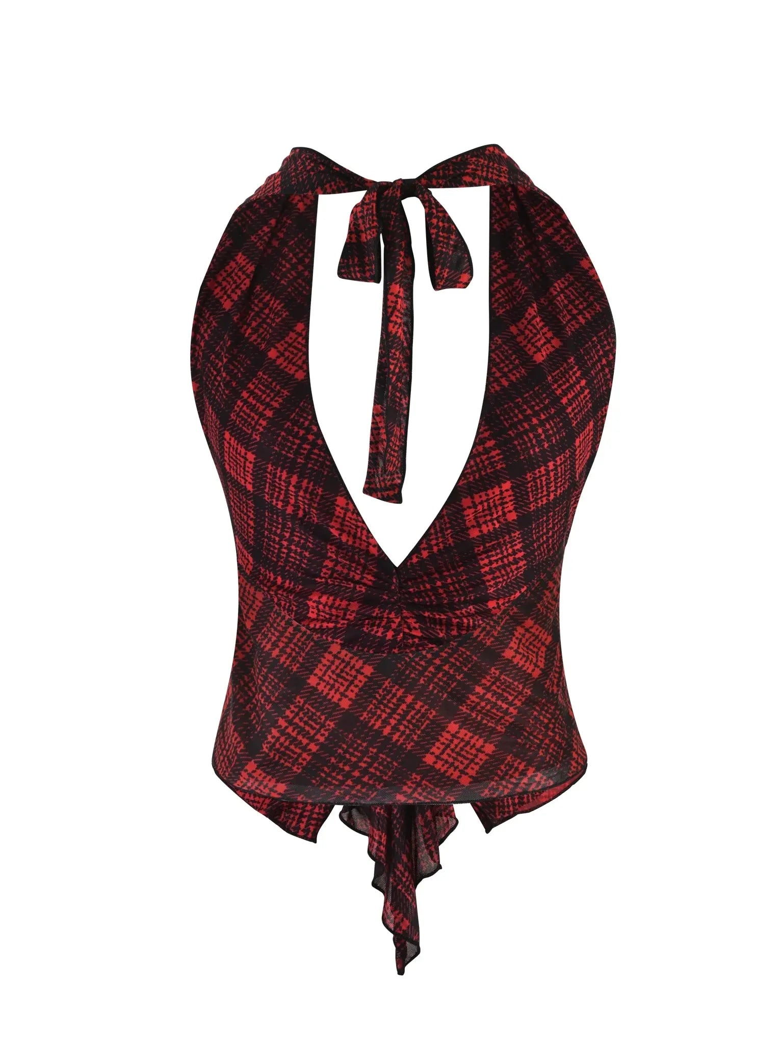 Diana Plaid Print Vest Top & Wrap Slit Skirt Coord Set