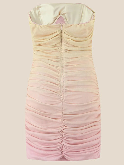 Gradient Short Tube Backless Dress with Scarf