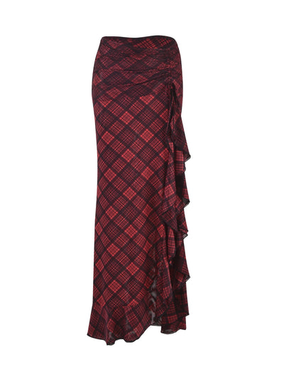 Diana Plaid Print Vest Top & Wrap Slit Skirt Coord Set