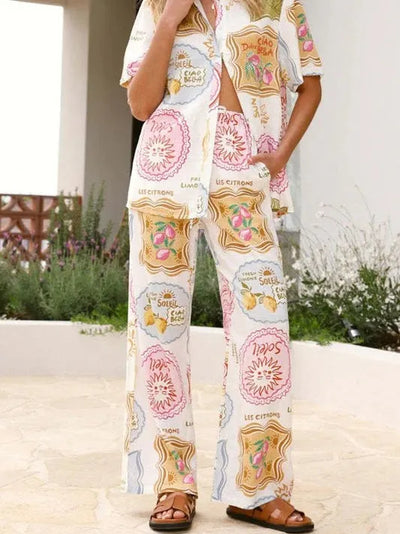 Summer Bella Print Shirt & Pants Coord Set