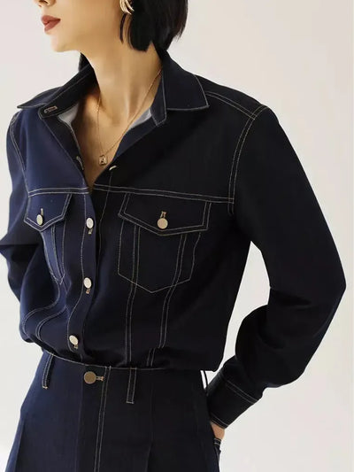 Soft retro denim shirt and pants Coord set