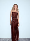 Velvet Spaghetti Strap Ruched Maxi Dress