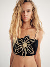 Beaded Flower Applique Spaghetti Strap Crop Top