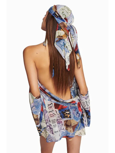 Halterneck Deep Neck Short Backless Dress