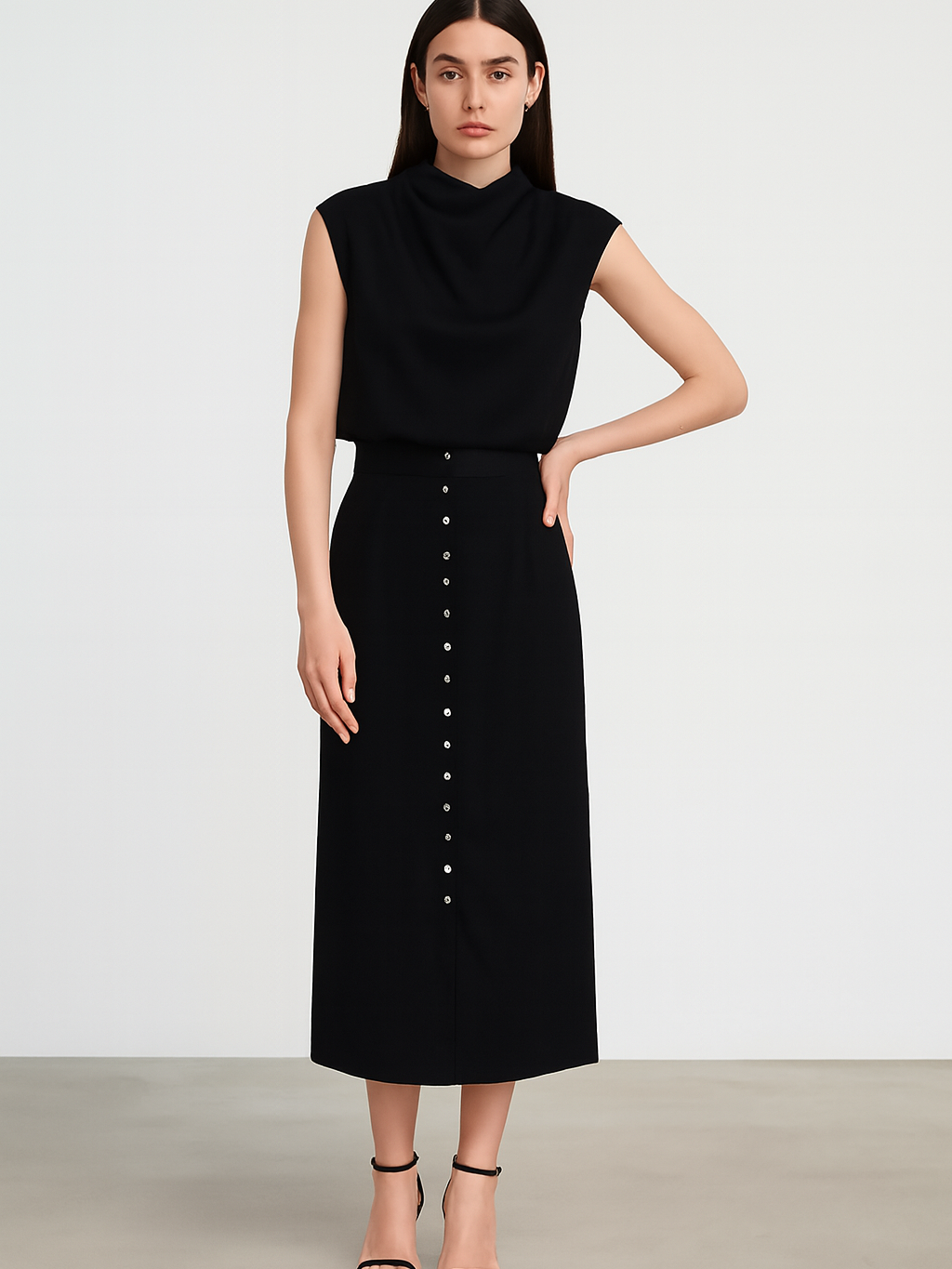 Sleeveless Crop Top & High Waist Long Skirt Coord Set