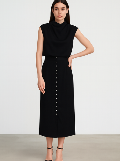 Sleeveless Crop Top & High Waist Long Skirt Coord Set