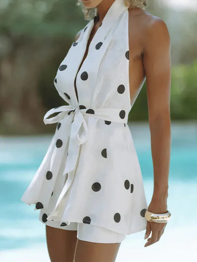 Polka Dot Halterneck Top & Short Coord Set