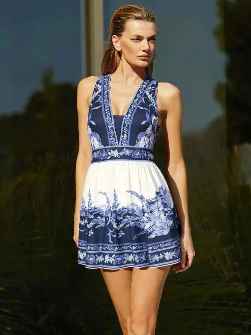 Botanical Border V-Neck 3 piece swimsuit