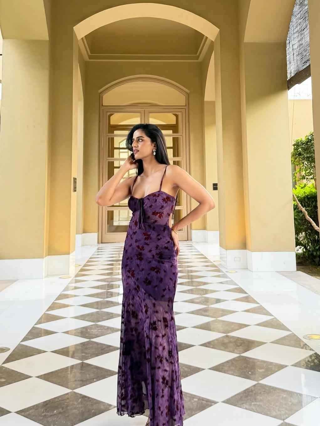 Midnight Bloom Mesh Maxi Dress