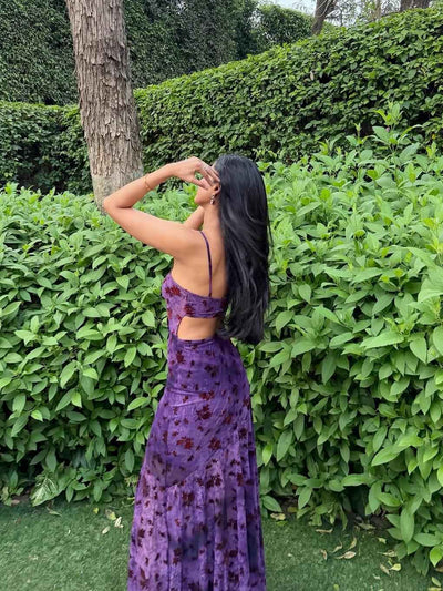 Midnight Bloom Mesh Maxi Dress